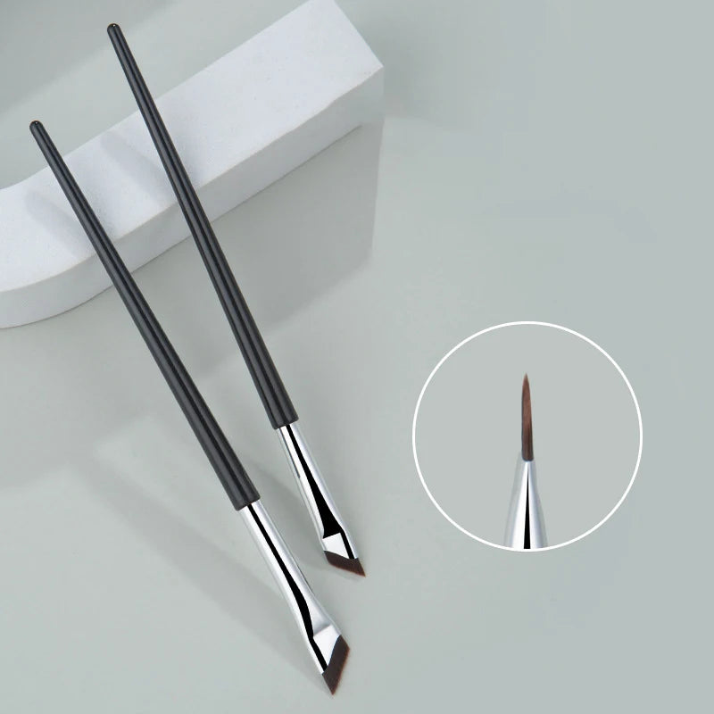 2pcs Angled Blade Eyeliner Brush - Ultra Thin, Fine Eyebrow, Sickle Makeup Tool - Beauty & Beyond