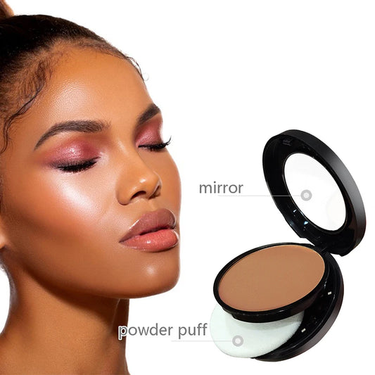 6-Color Matte Pressed Powder – 24H Oil Control, Full Coverage, Waterproof