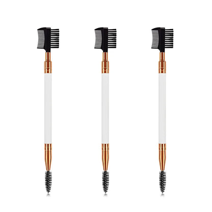 Double-Ended Wood Handle Eyebrow & Eyelash Brush – 2-in-1 Professional Makeup Tool