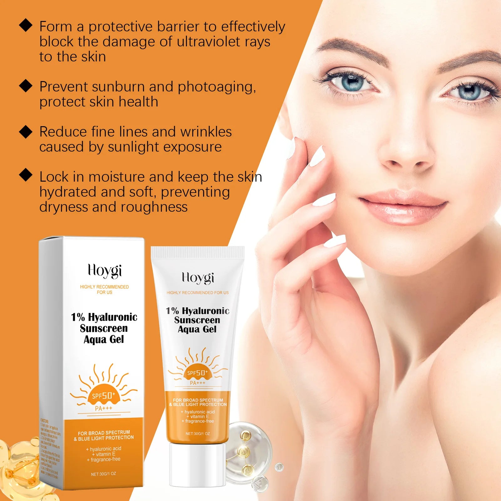Hyaluronic Acid Sunscreen SPF50+ - Anti-Oxidant, Moisturizing, Waterproof, Sunblock Cream - Beauty & Beyond