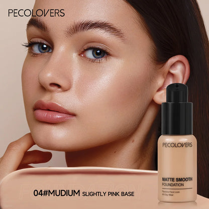 PECOLOVERS Matte Liquid Foundation – Oil-Control, Waterproof, Full Coverage