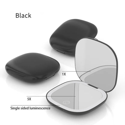Mini Foldable LED Makeup Mirror - 5x/10x Magnification, Rechargeable, Compact - Beauty & Beyond