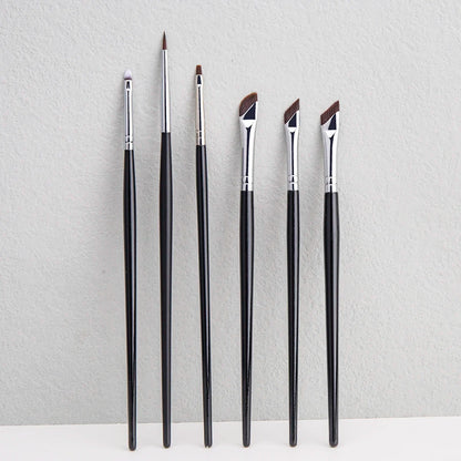 6PCS Eyeliner Brush Set – Thin Gel, Flat Top & Concealer Detail Brushes for Eye Makeup