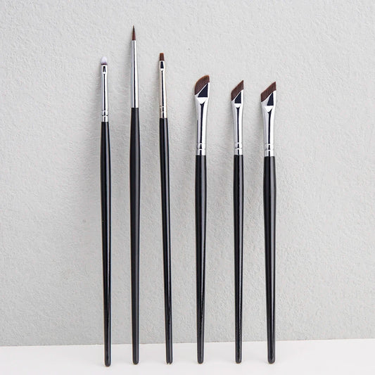 6PCS Eyeliner Brush Set – Thin Gel, Flat Top & Concealer Detail Brushes for Eye Makeup