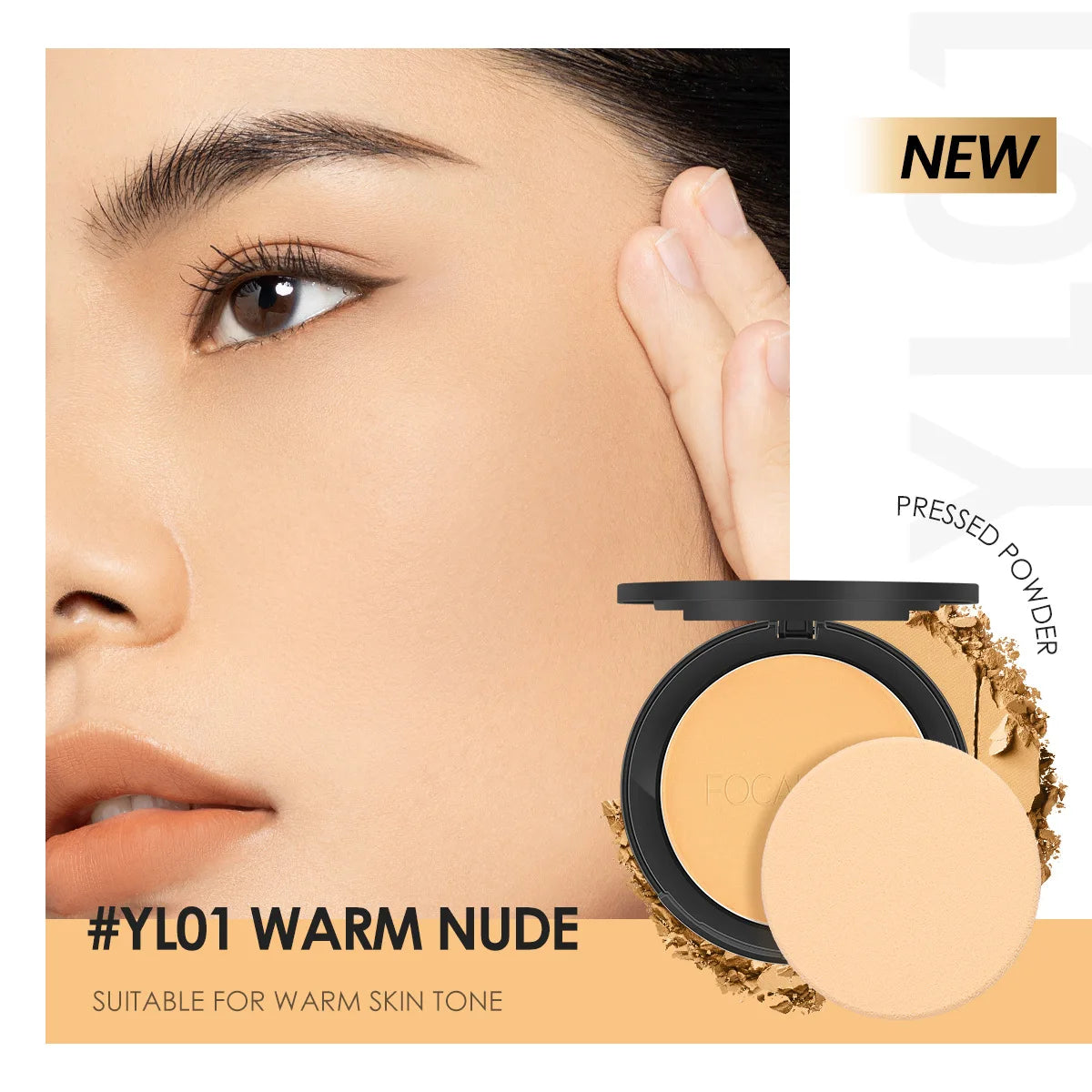 FOCALLURE 3-Color Face Powder – Brighten, Oil-Control, Nude Pressed Foundation