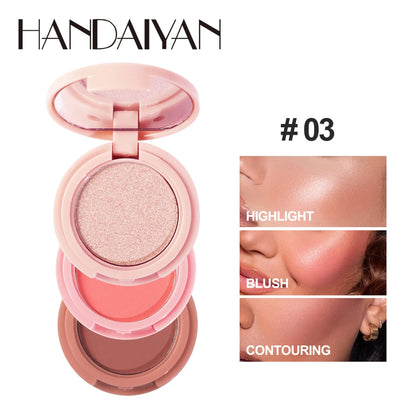 Handaiyan 3-in-1 Glow Palette – Eyeshadow, Highlighter & Blush in One Moonlight-Stone Compact with Glitter Shine - Beauty & Beyond