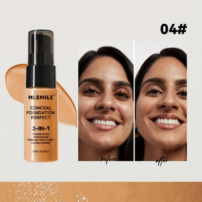 2-in-1 Foundation & Concealer – Full Coverage, Waterproof, Hydrating