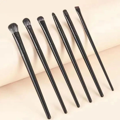 Ensemble de 6 pinceaux de maquillage pour les yeux noirs : contouring, fard à paupières, eye-liner, estompage, outil portable