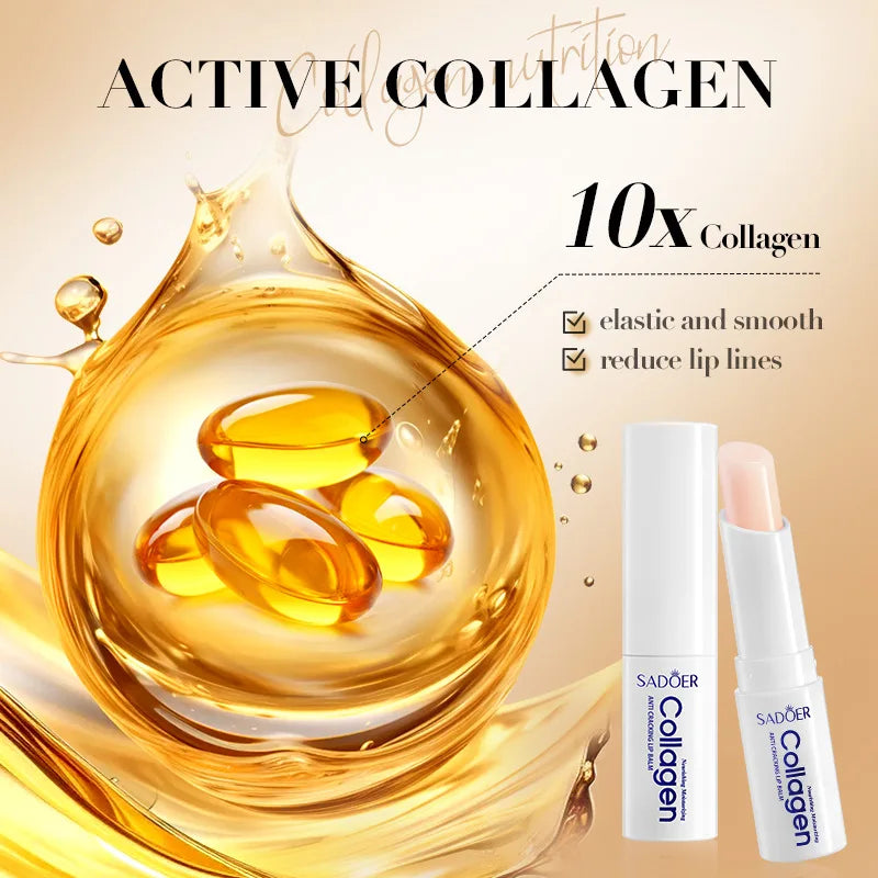 Moisturizing Lip Balm - Collagen, Hydrating, Repairing Dry Lips, Anti-Cracking & Brightening - Beauty & Beyond