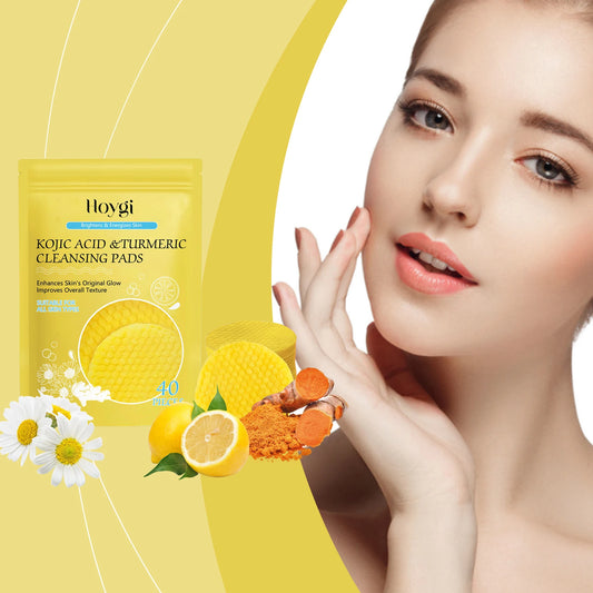Turmeric & Kojic Acid Cleansing Pads – Pore Cleanser & Makeup Remover | Oil Control & Brightening Facial Sponge