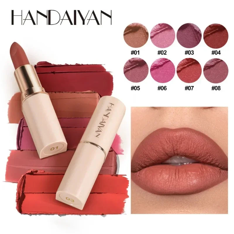 Deep Red Matte Lipstick – 8 Colors, Waterproof, Non-Stick Cup, Velvet Finish for Easy Application - Beauty & Beyond