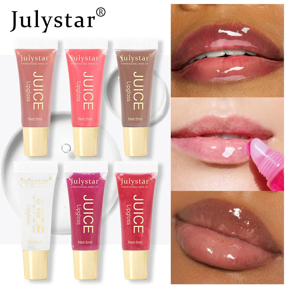 Glitter Plumping Lip Gloss Jelly Strawberry Moisturizer Fruit Lip Oil Transparent Fullness Lip Tint Gel Soft Tube Makeup LipCare - Beauty & Beyond