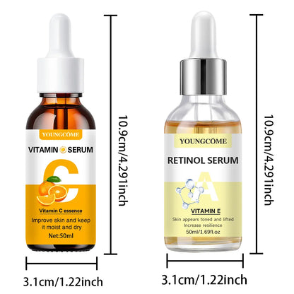 2pcs Vitamin C & Retinol Serum – Hydrating, Smoothing Fine Lines & Wrinkles - Beauty & Beyond