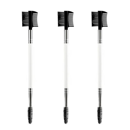 Double-Ended Wood Handle Eyebrow & Eyelash Brush – 2-in-1 Professional Makeup Tool