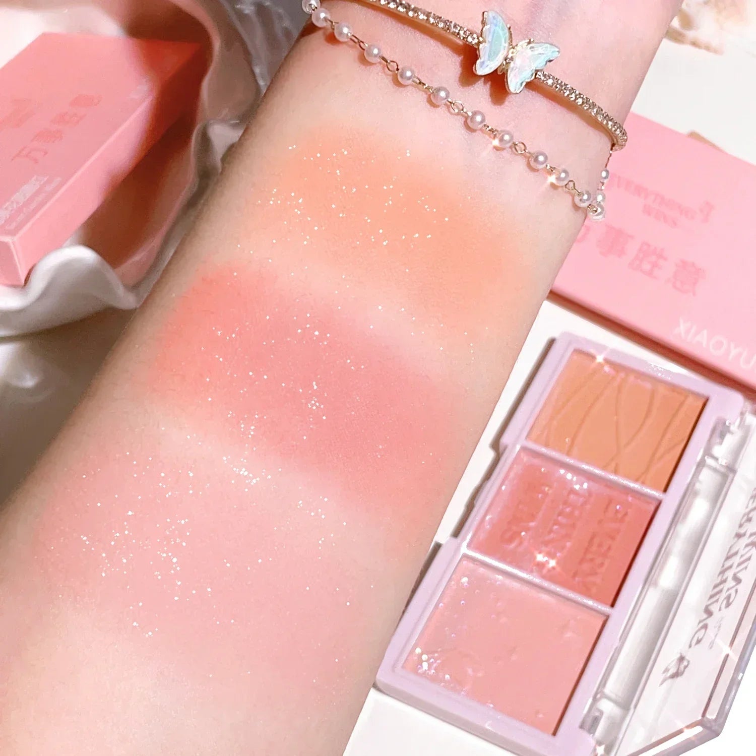 3-Color Blush Palette – Nude Makeup, Natural Matte, Milk Tea & Orange Tones, Long-Lasting - Beauty & Beyond