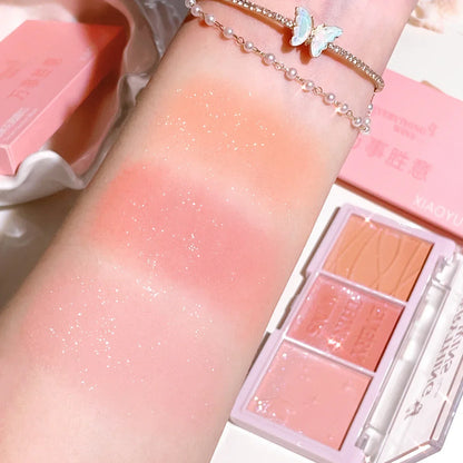 3-Color Blush Palette – Nude Makeup, Natural Matte, Milk Tea & Orange Tones, Long-Lasting - Beauty & Beyond