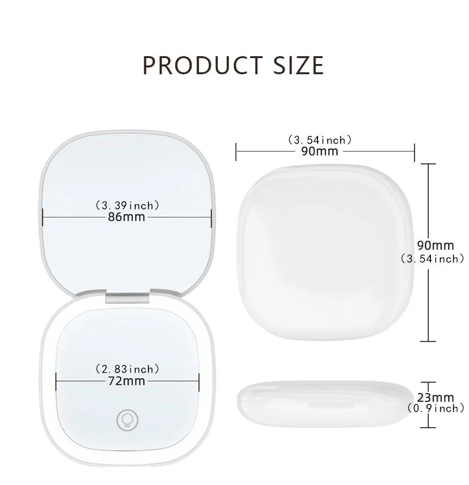 Mini Foldable LED Makeup Mirror - 5x/10x Magnification, Rechargeable, Compact - Beauty & Beyond
