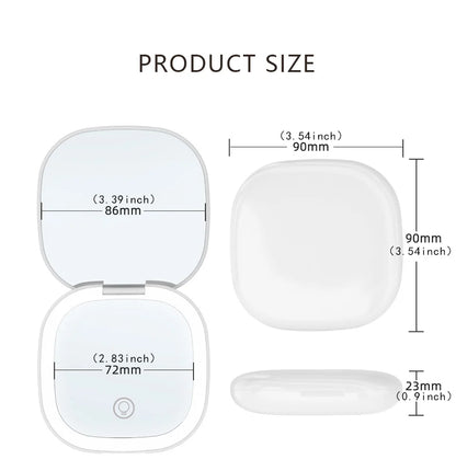 Mini Foldable LED Makeup Mirror - 5x/10x Magnification, Rechargeable, Compact - Beauty & Beyond