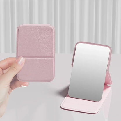 Portable Handheld Mini Makeup Mirror - Adjustable, Folding, for Dorm & Office Use