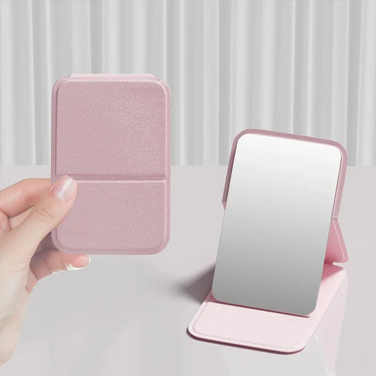 Portable Handheld Mini Makeup Mirror - Adjustable, Folding, for Dorm & Office Use