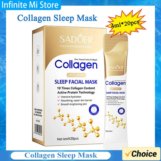 Sleep Facial Mask - 20 Collagen Bags, Hydrating, Oil Control, Skin Clarifying - Beauty & Beyond