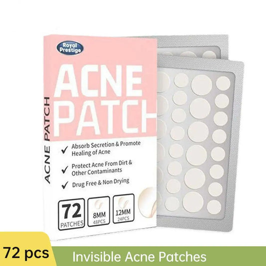 72PCS Invisible Acne Patches - Hydrocolloid, Pimple & Spot Concealer, Waterproof Repair Sticker - Beauty & Beyond