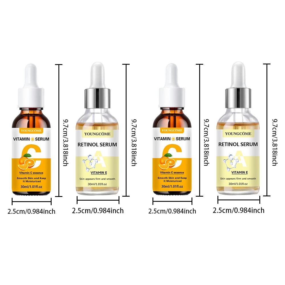 2PCS Vitamin C & Retinol Serum – Hydrating, Smoothes Fine Lines & Wrinkles for Delicate Skin