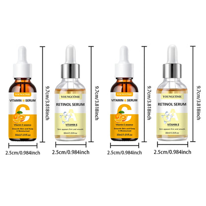 2PCS Vitamin C & Retinol Serum – Hydrating, Smoothes Fine Lines & Wrinkles for Delicate Skin