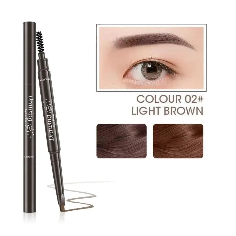 2-in-1 Eyebrow Pencil – Waterproof, Long-Lasting Tattoo Brush, 5 Colors for Professional Makeup - Beauty & Beyond
