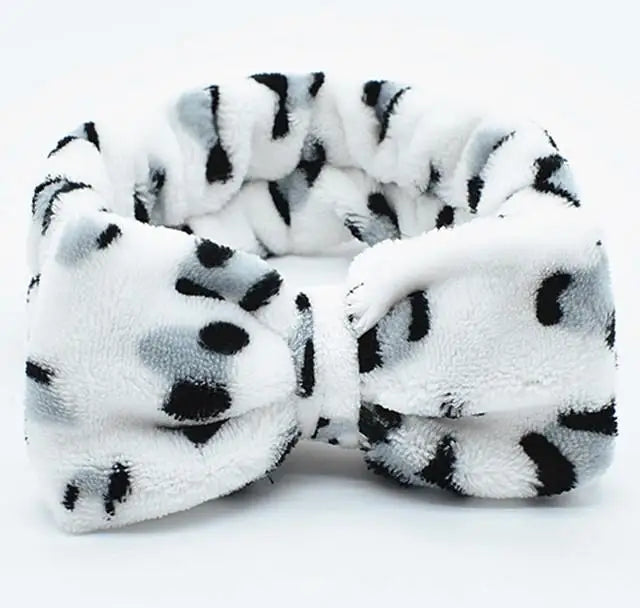 Spa Headband Bow - Soft Coral Fleece for Makeup, Shower, Face Washing, Hair Accessory