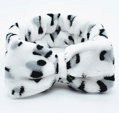 Spa Headband Bow - Soft Coral Fleece for Makeup, Shower, Face Washing, Hair Accessory